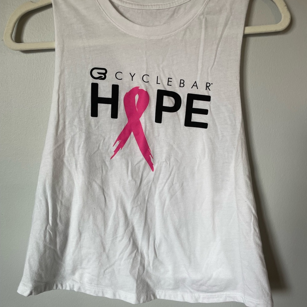 CycleBar Tank | Large | White | CYCLEBAR | Breast Cancer Awareness